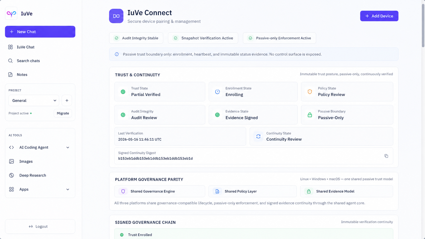 IuVe Connect Agent Console live website preview